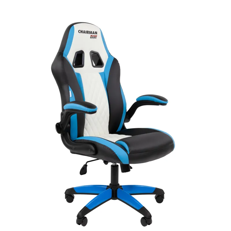 Игровое кресло Chairman Драйв 15 Россия экокожа черный/голубой/белый главное фото