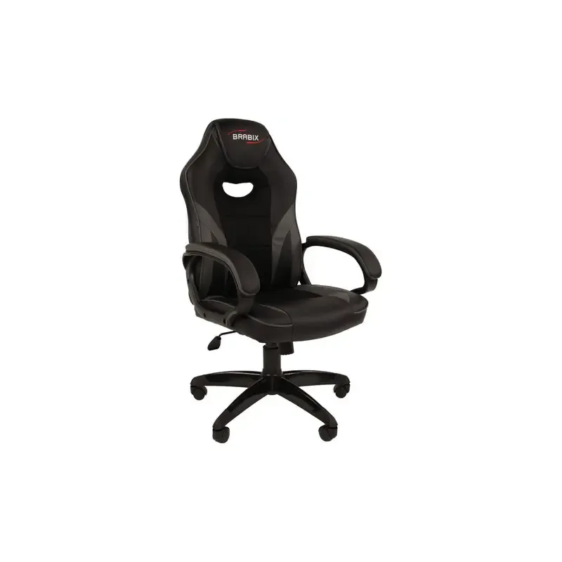 Кресло компьютерное BRABIX Accent GM-161, TW/экокожа, черное/серое, 532576, 7083504 главное фото